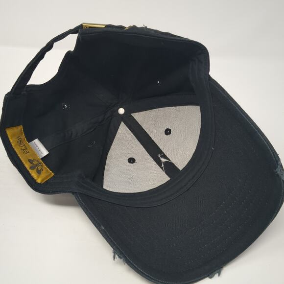 Star Slideback Baseball Cap Black One Size Adjustable Distressed Royal Plush - Picture 6 of 8